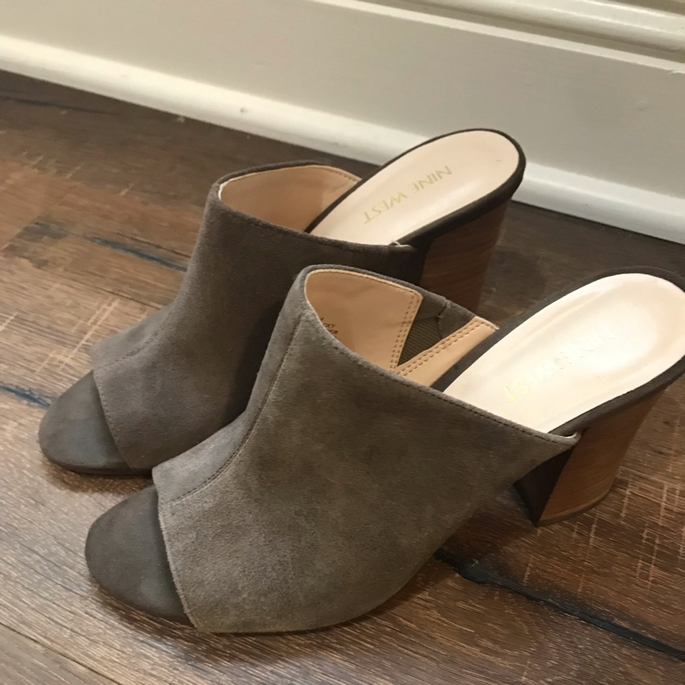 Nine West brown suede mules